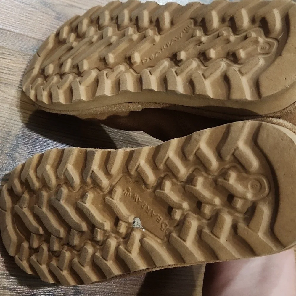 Bearpaw Super Shorty Mini Light Chestnut Shearling Suede Cozy Ugg Bootie 8 Cabin